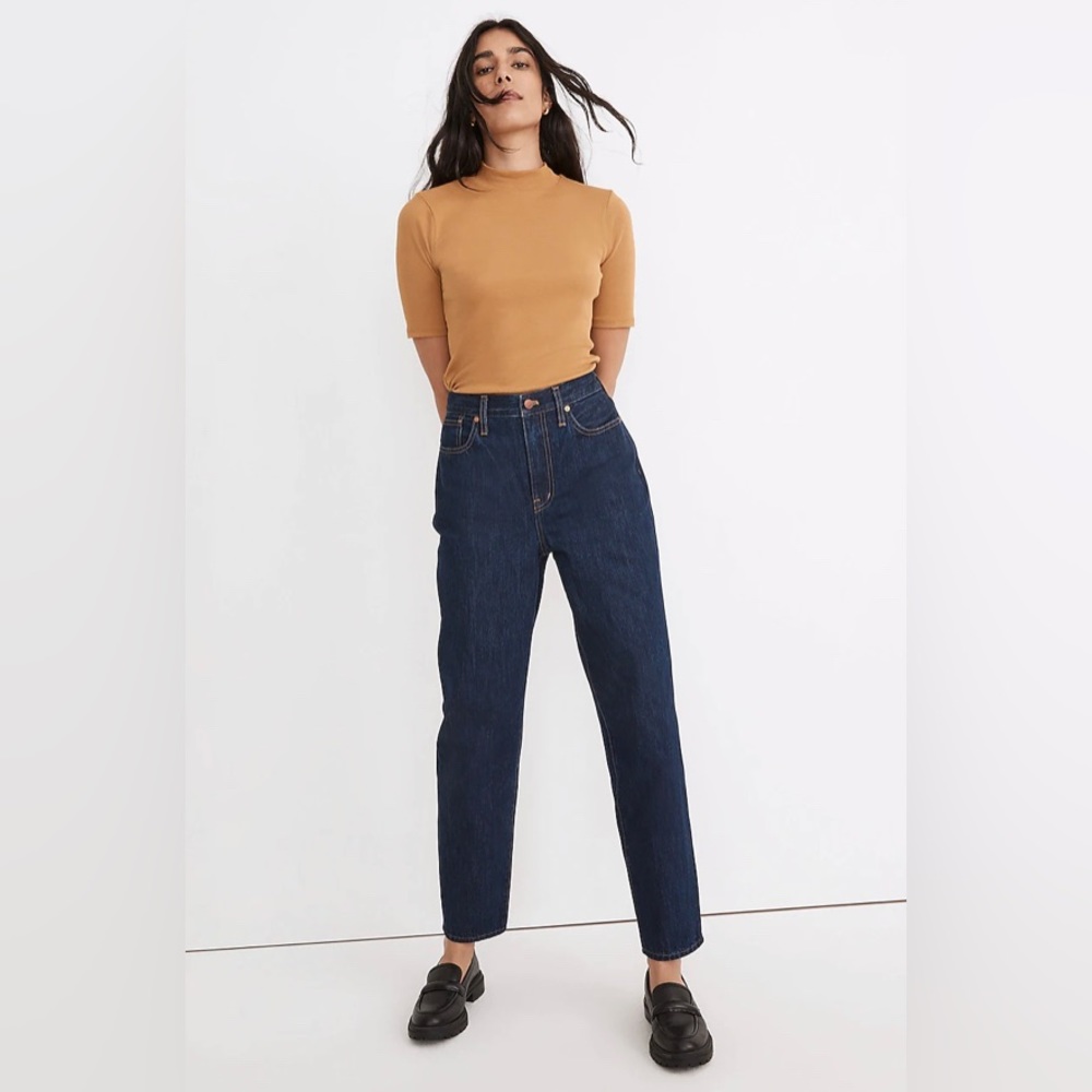 NWT Madewell Baggy Tapered Jeans Women 26 Blue Denim Loose Fit Dark Wash